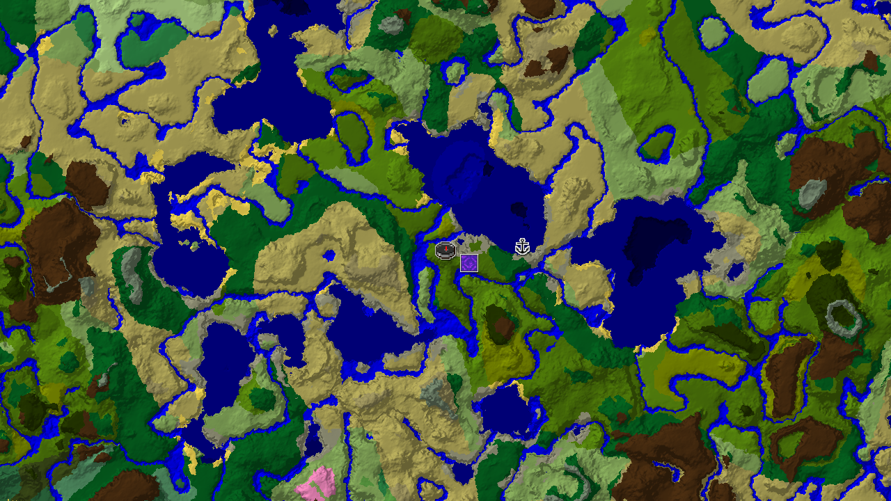 A 2D biome map showing a central jungle spawn, surrounded by a mix of river, sparse jungle, and a significant savanna, with ocean biomes to the east.
