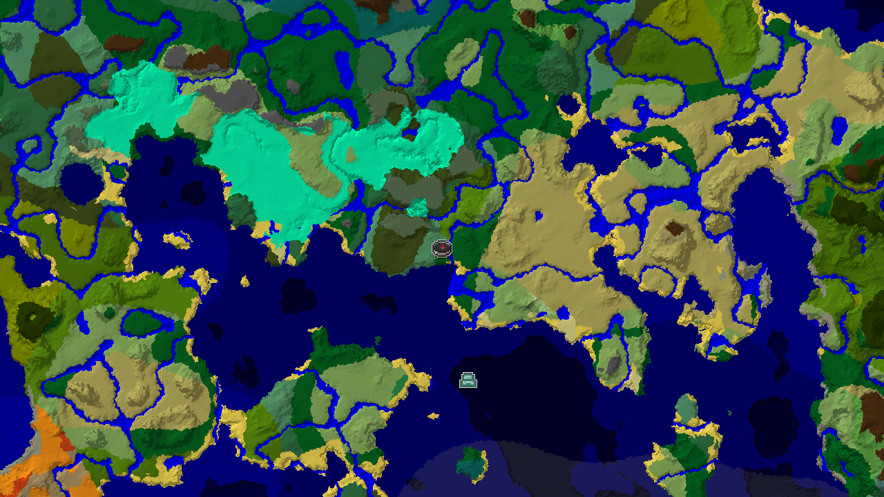 A 2D biome map centered on spawn, showing an ocean monument marker at 775 blocks to the northeast.