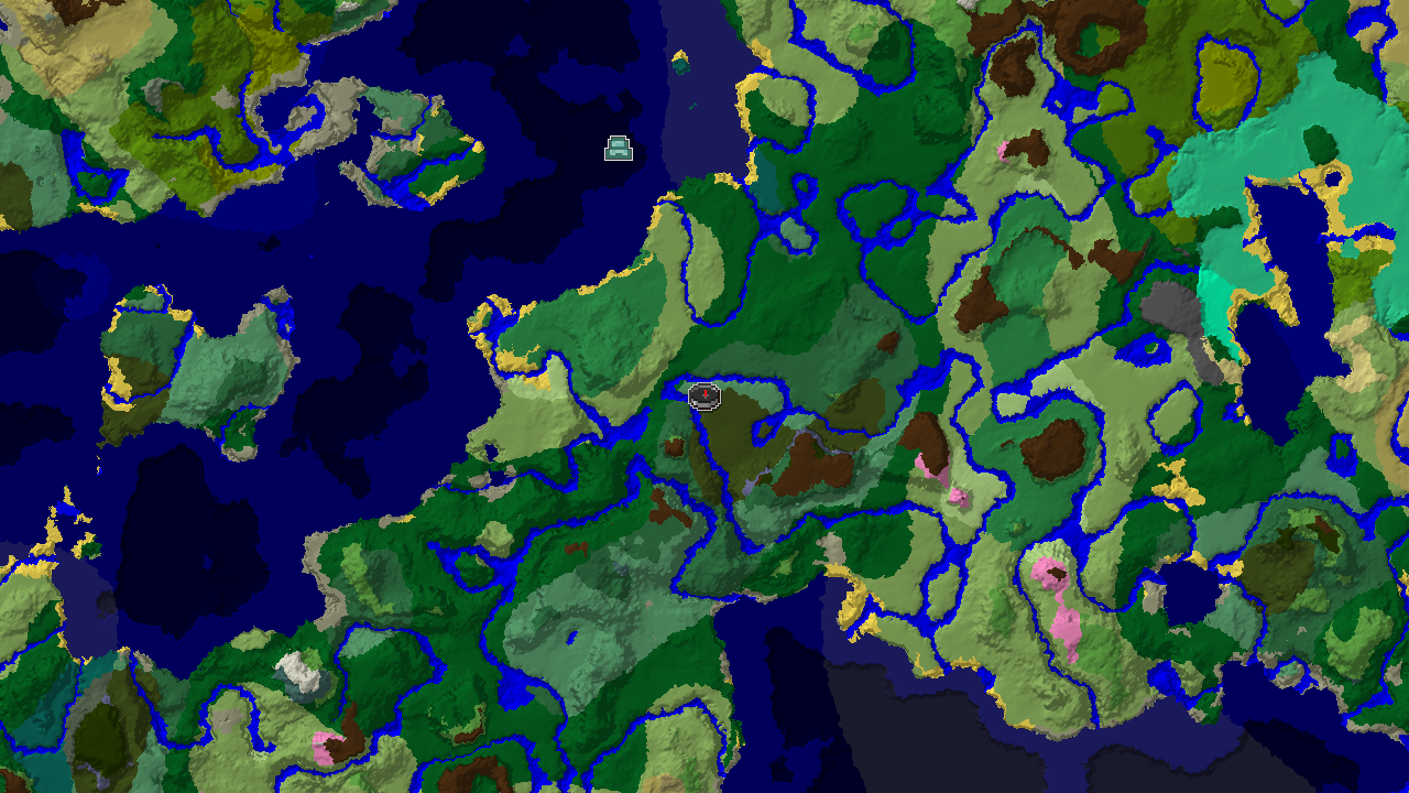 A 2D biome map centered on spawn, showing an Old Growth Birch Forest at the center with a marker, and an Ocean Monument marked to the southwest.