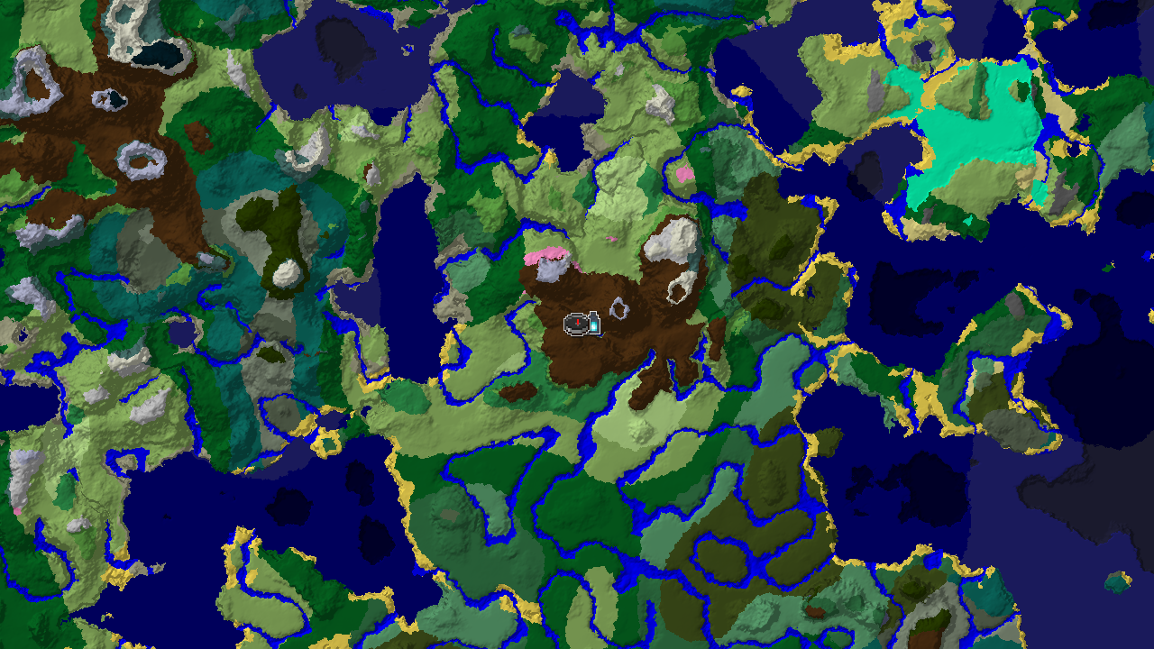 A 2D biome map centered on the spawn point, marked, showing an Ancient City structure marker very close to spawn.