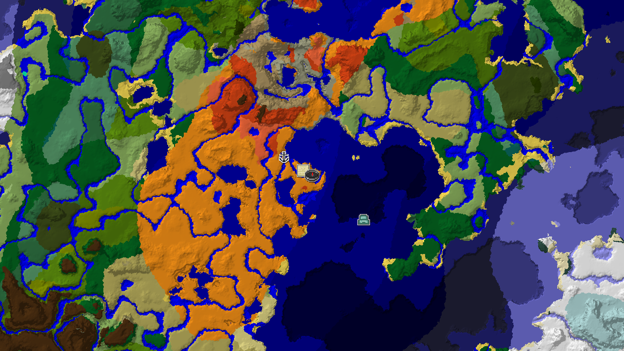 Desert Spawn with Nearby Pyramid and Ocean Monument