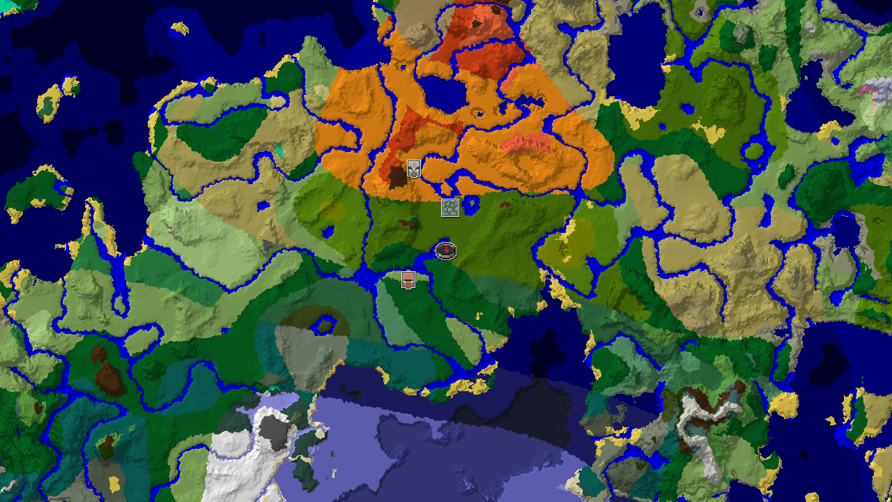 A 2D biome map centered on spawn, showing Sparse Jungle at the start, with markers for a close Jungle Temple and other nearby structures.