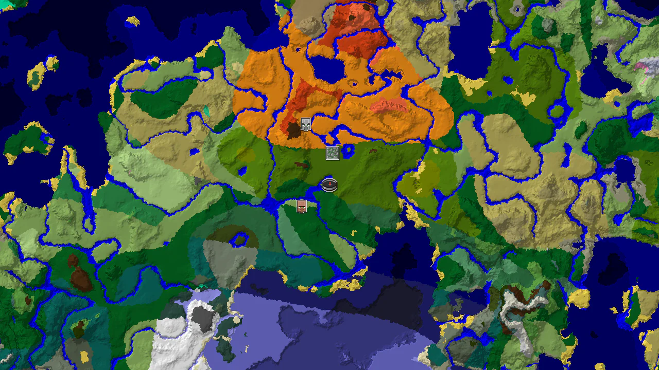 A 2D biome map centered on spawn, showing Sparse Jungle at the start, with markers for a close Jungle Temple and other nearby structures.