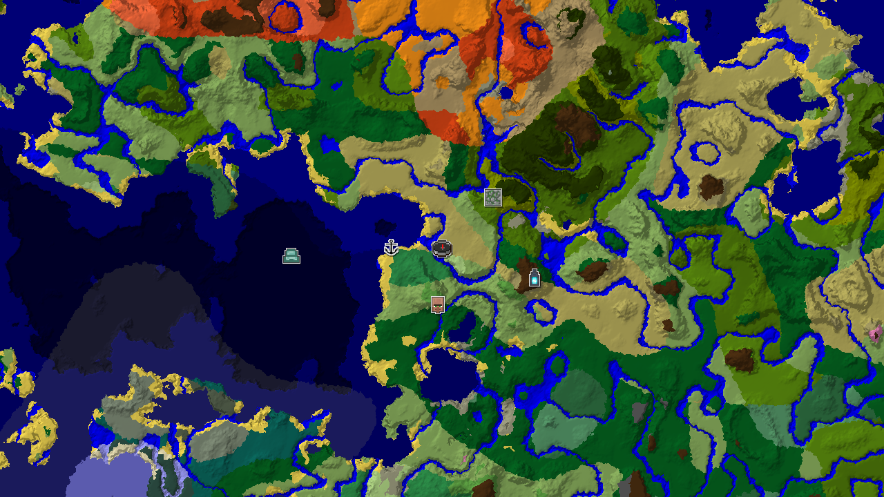 A 2D biome map centered on spawn, showing a savanna with a prominent jungle to the southeast and an Ancient City marker to the east.