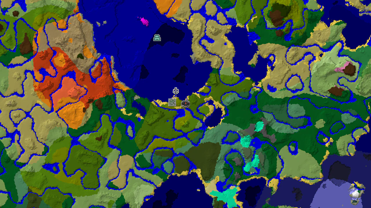 A 2D biome map centered on the spawn point, marked in a Bamboo Jungle, showing nearby Jungle, Lukewarm Ocean, and Forest biomes.