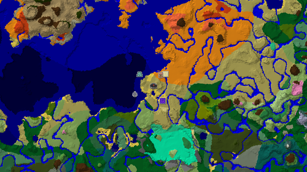 Savanna Spawn with Nearby Desert Pyramid and Ocean Monument