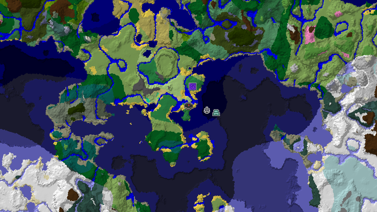 Flower Forest Spawn with Nearby Coastal Structures