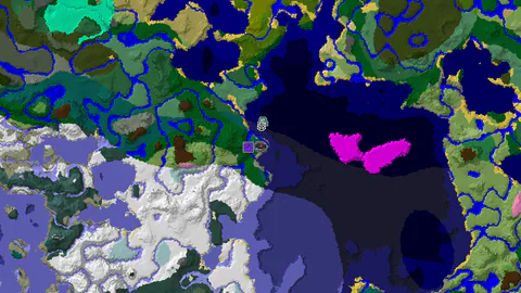 Ocean Monument and Mushroom Fields Near Cold Taiga Spawn