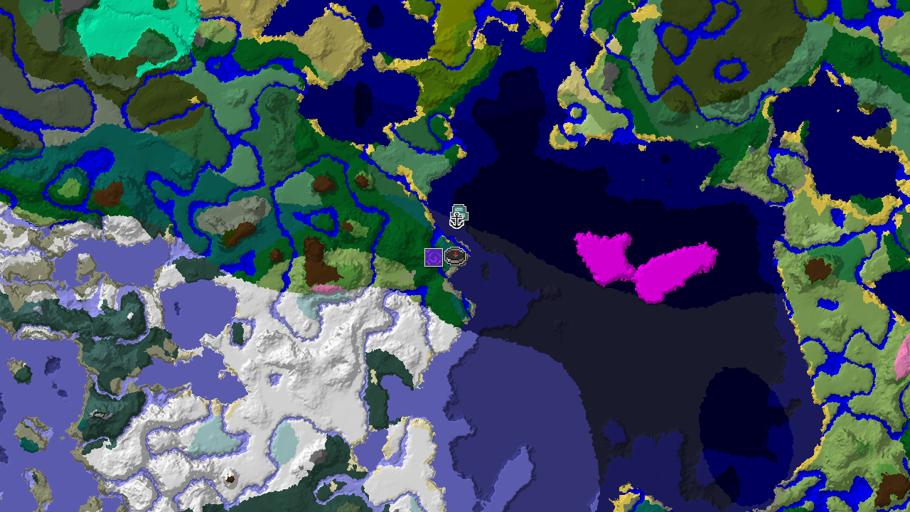 Ocean Monument and Mushroom Fields Near Cold Taiga Spawn