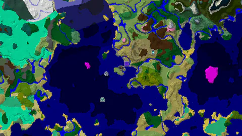 Plains and Stony Shore Survival Island with Nearby Ancient City