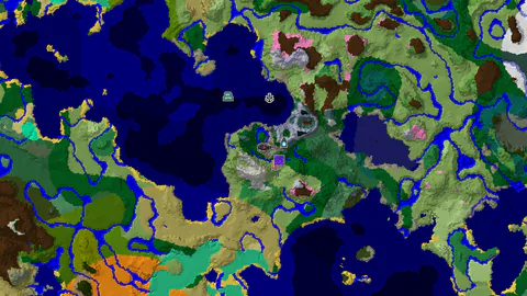 Ancient City Under a Forest, With Peaks Nearby