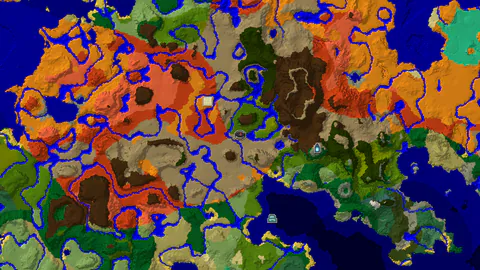 Jungle Crater Ringed by Wooded Badlands and an Ancient City