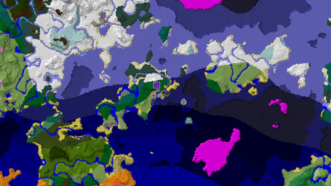 River Village West of a Forest Spawn, Frozen Seas Beyond