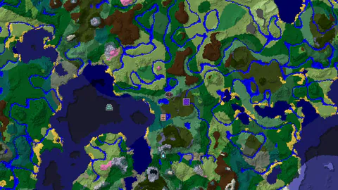 Pale Garden Crater with Two Villages Nearby