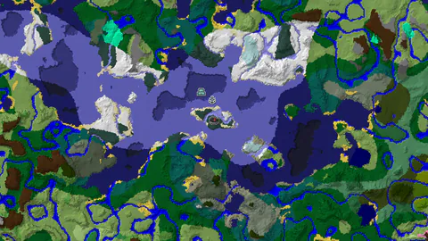Frozen Ocean Island with Nearby Monument