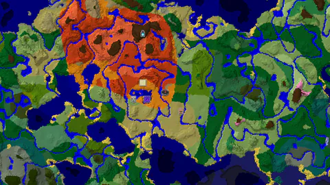 Desert Pyramid and Three Villages Around a Desert Spawn