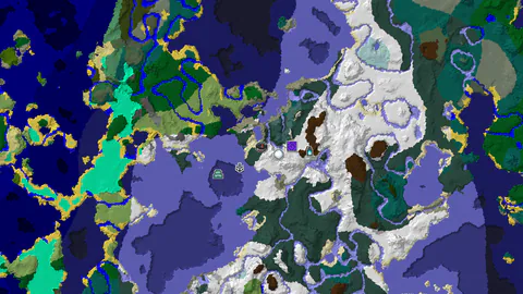 Frozen Coast with Ancient City and Ocean Monument Within 500 Blocks