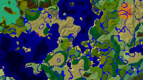 Jungle Island with Nearby Village