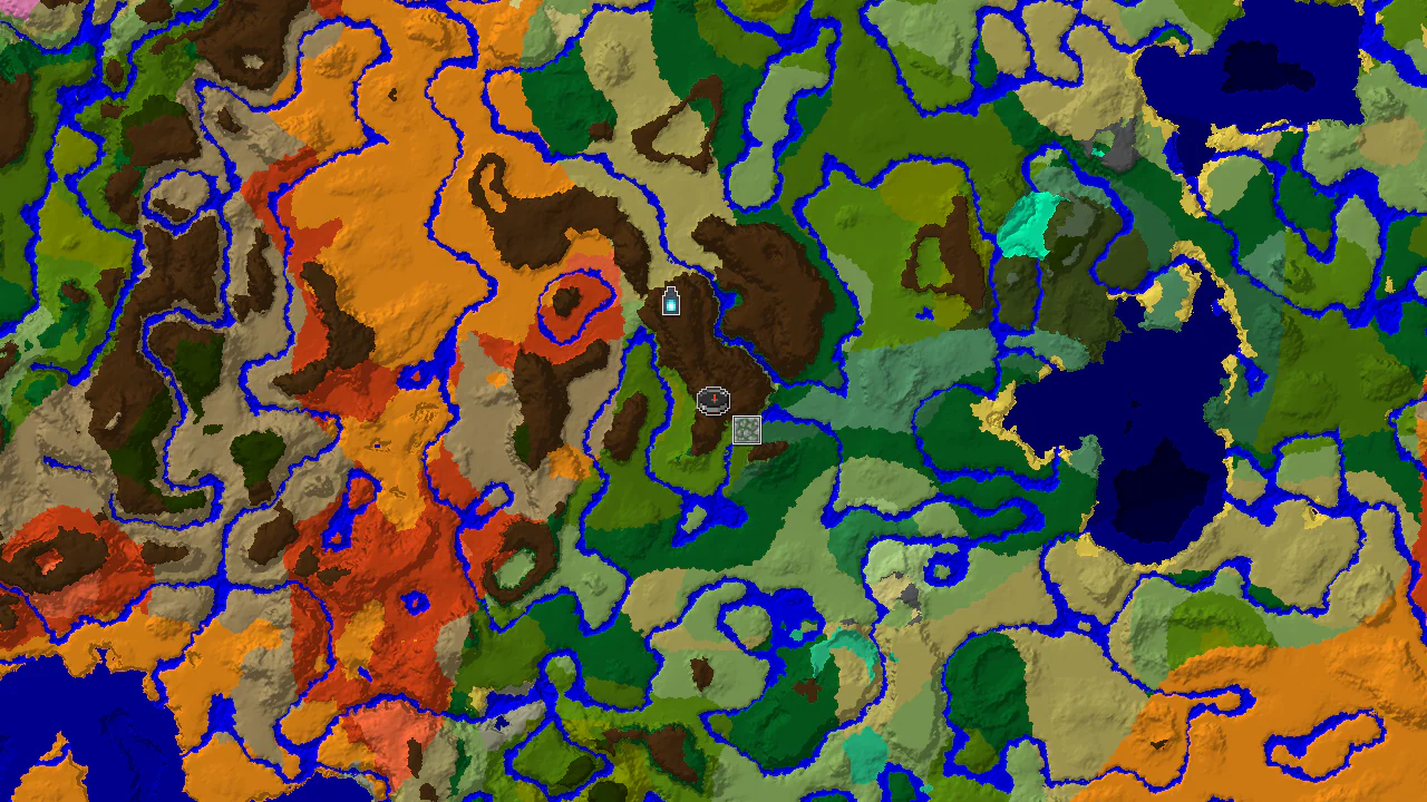 A top-down 2D biome map centered on spawn, showing a Forest spawn with a nearby Jungle Temple marker and patches of Sparse Jungle and Bamboo Jungle.