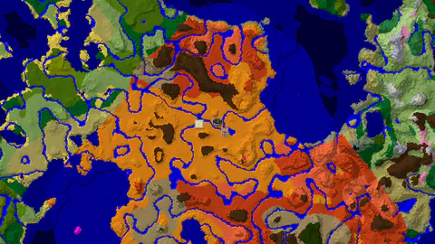 River Village on a Desert Plain, Backed by Badlands