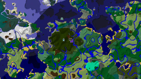 Dark Forest with Ancient City and Distant Ocean Monument