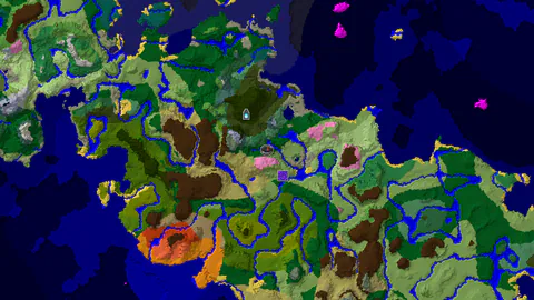 Ancient City Below a Forest with Nearby Cherry Blossoms